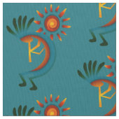 Kokopelli mit Sun Turquoise Stoff (Nahaufnahme)