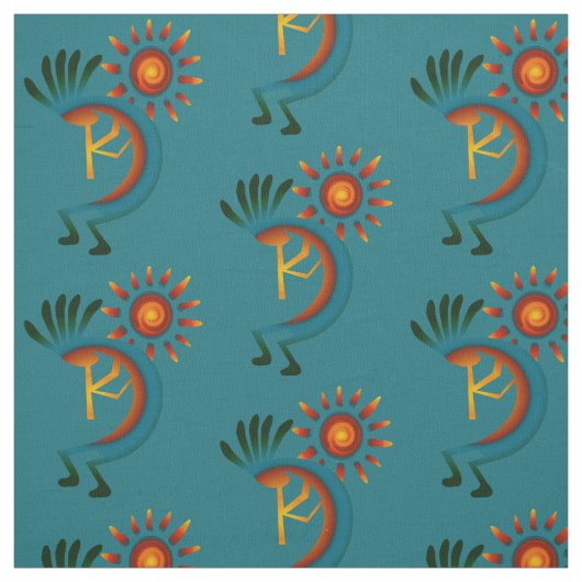 Kokopelli mit Sun Turquoise Stoff (Muster)