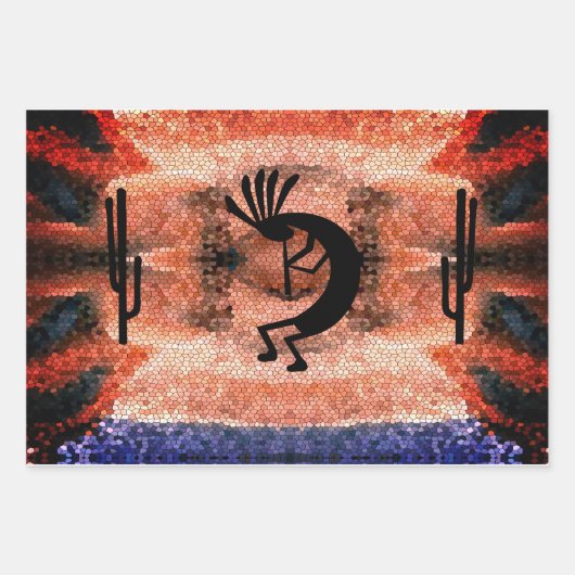 Kokopelli Moasis Landschaft Geschenkpapier Set (Vorderseite 3)