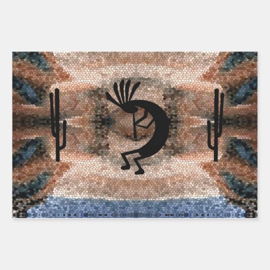 Kokopelli Moasis Landschaft Geschenkpapier Set (Vorderseite 2)