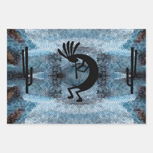 Kokopelli Moasis Landschaft Geschenkpapier Set (Vorderseite)
