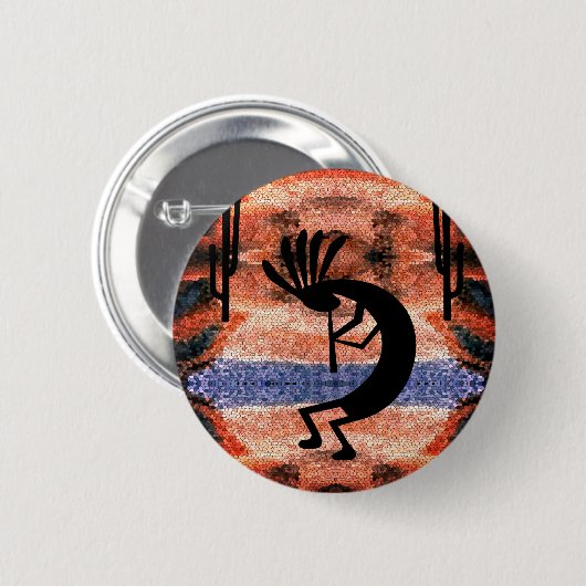 Kokopelli Moasis Wüste Sonnenuntergang Landschaft Button (Vorne & Hinten)