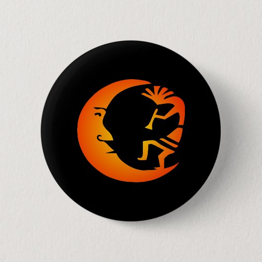 Kokopelli Mond-Schwarz Button (Vorderseite)