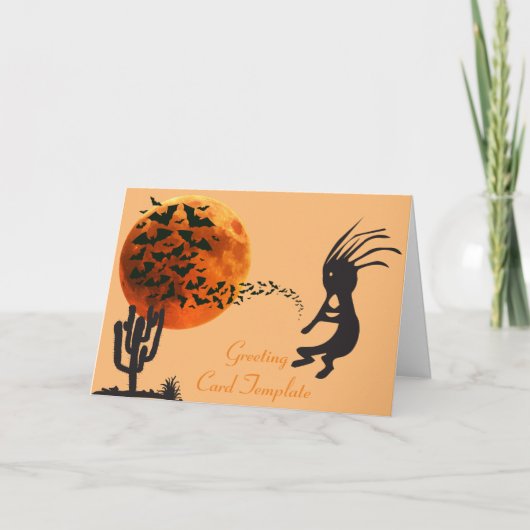 Kokopelli Moon Bats Southwestern Halloween Cards Karte (Vorderseite)