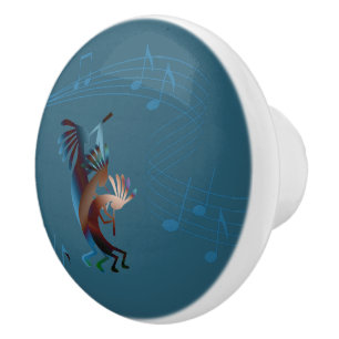 Kokopelli Music Aquamarin Keramikknauf