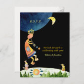 Kokopelli Music Tribal Wedding RSVP Einladungspostkarte (Vorne/Hinten)