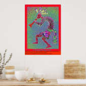 KOKOPELLI MYSTICAL RED RED BORDER POSTER (Küche)