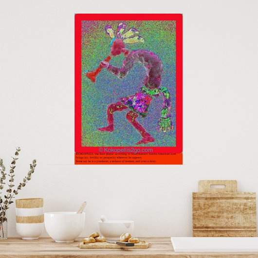 KOKOPELLI MYSTICAL RED RED BORDER POSTER (Küche)