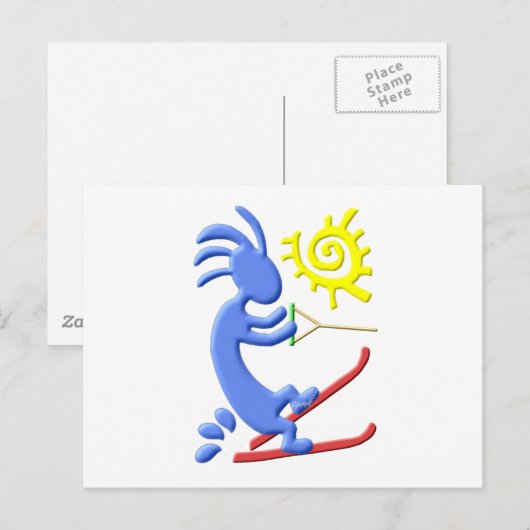 Kokopelli Native American Waterskier Postkarte (Vorne/Hinten)