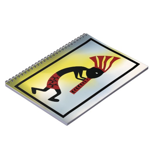 Kokopelli-Notebook in Rot- und Gelbtönen Notizblock (Linke Seite)