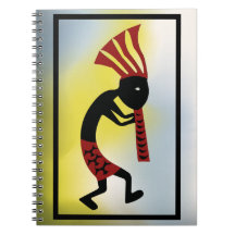 Kokopelli-Notebook in Rot- und Gelbtönen