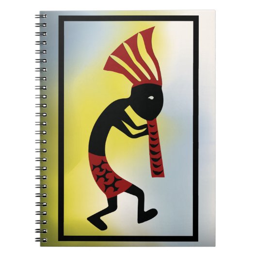 Kokopelli-Notebook in Rot- und Gelbtönen Notizblock (Vorderseite)