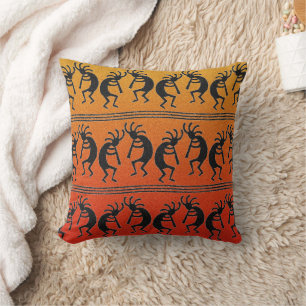 Kokopelli Orange Ombre Southwest Design Pillow Kissen