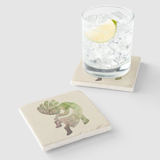 Kokopelli, Pastel Southwestern Steinuntersetzer (Seitenansicht)