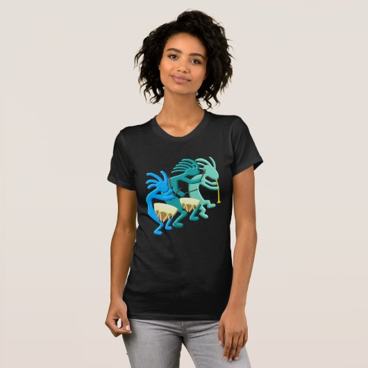 Kokopelli Pfeife u. Trommeln T-Shirt (Vorne ganz)