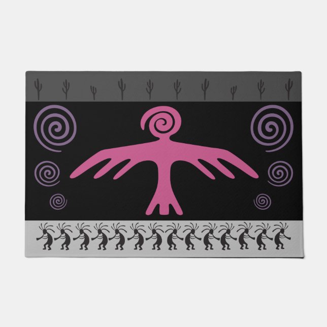 Kokopelli Phoenix Bird Southwest Doormat Fußmatte (Vorderseite)
