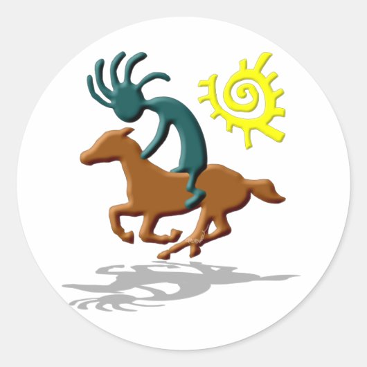 Kokopelli Pony Runder Aufkleber (Vorderseite)