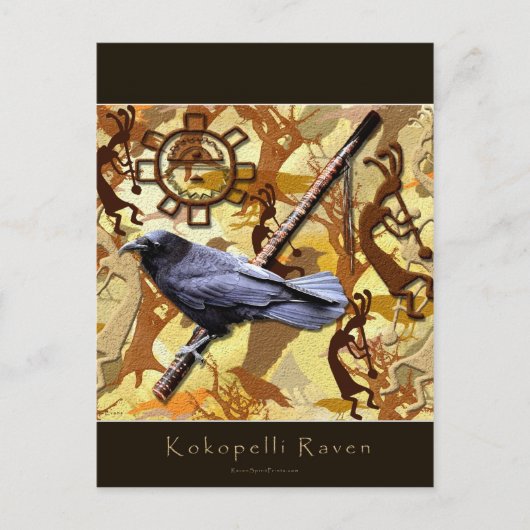 KOKOPELLI RAVEN Native American Art Series Postkarte (Vorderseite)