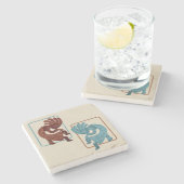 Kokopelli, Rost & Türkis, Südwesten Steinuntersetzer (Seitenansicht)