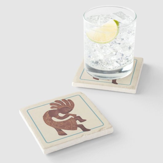 Kokopelli, Rust Outlines, Südwesten Steinuntersetzer (Seitenansicht)