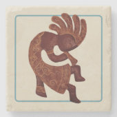 Kokopelli, Rust Outlines, Südwesten Steinuntersetzer (Vorderseite)