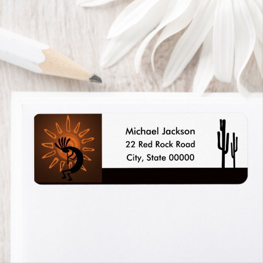 Kokopelli Rustic Brown Return Address Label (Insitu)