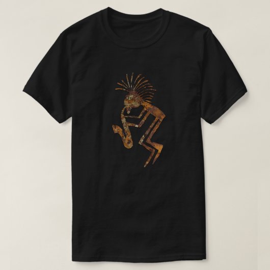 Kokopelli Saxaphone Spieler-Petroglyphe T-Shirt (Design vorne)