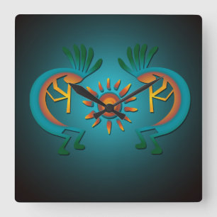 Kokopelli-Sonnenuhr Quadratische Wanduhr