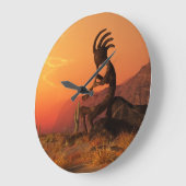 Kokopelli Sonnenuntergang Große Wanduhr (Winkel)