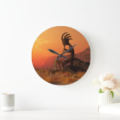 Kokopelli Sonnenuntergang Große Wanduhr (Zuhause)