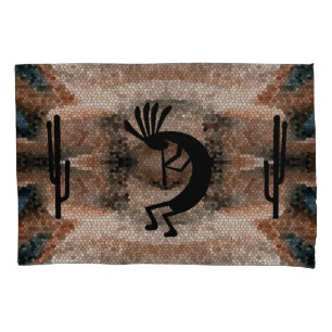 Kokopelli Southwest Desert Mosaic Earthtone Std. Kissenbezug