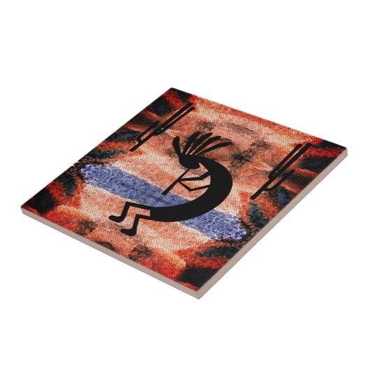 Kokopelli Southwest Desert Mosaic Sunset Keramik T Fliese (Seite)