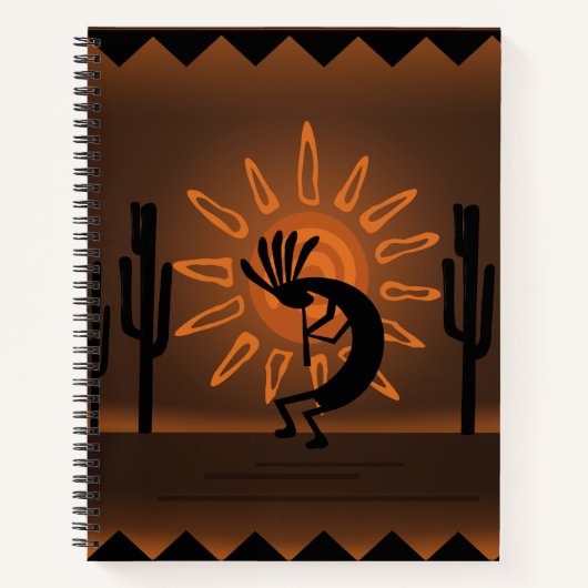 Kokopelli Southwest Rustic Brown Notebook Notizblock (Vorderseite)