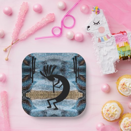 Kokopelli Southwest Wüste Mosaic Blue 7" Pappteller (Party)