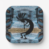 Kokopelli Southwest Wüste Mosaic Blue 7" Pappteller (Vorderseite)
