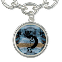 Kokopelli Southwest Wüste Mosaic Blue