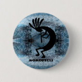 Kokopelli Southwest Wüste Mosaic Blue Button (Vorderseite)