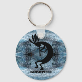 Kokopelli Southwest Wüste Mosaic Blue Schlüsselanhänger