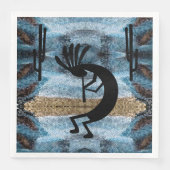 Kokopelli Southwest Wüste Mosaic Blue Serviette (Vorderseite)