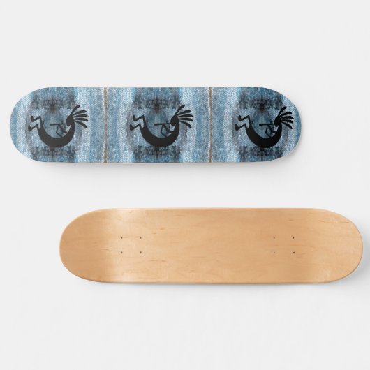 Kokopelli Southwest Wüste Mosaic Blue Skateboard (Horizontal)