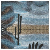 Kokopelli Southwest Wüste Mosaic Blue Stoff (Nahaufnahme)