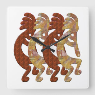 Kokopelli Southwestern Clock Quadratische Wanduhr