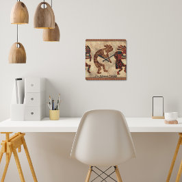 Kokopelli Southwestern Clock Quadratische Wanduhr