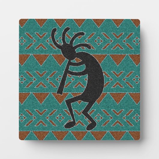 Kokopelli Southwestern Türkise Design Fotoplatte (Vorderseite)