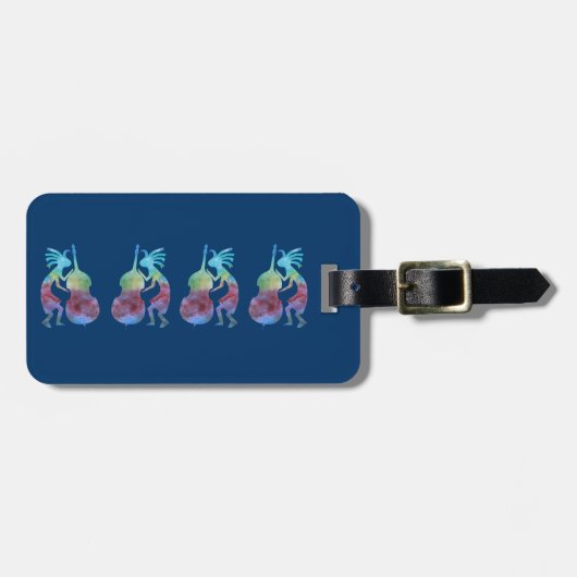Kokopelli spielt Baß Gepäckanhänger (Vorderseite horizontal)