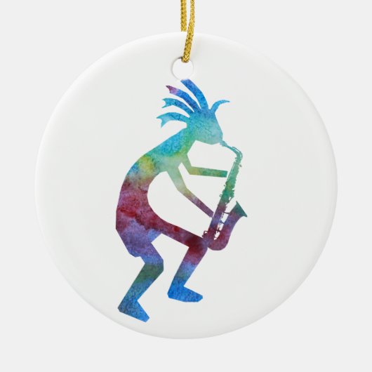 Kokopelli spielt das Saxophon Keramikornament (Vorne)