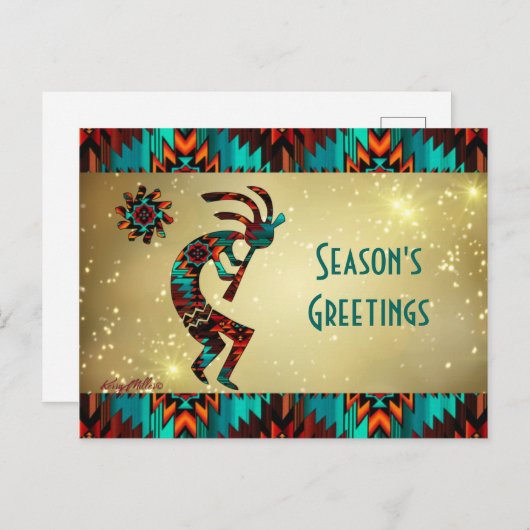 KOKOPELLI SPIELT DEN FLUT POSTKARTE (Vorne/Hinten)