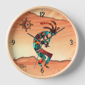 Kokopelli spielt die Flute-Holzwall-Uhr Uhr (Vorderseite)
