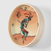 Kokopelli spielt die Flute-Holzwall-Uhr Uhr (Winkel)