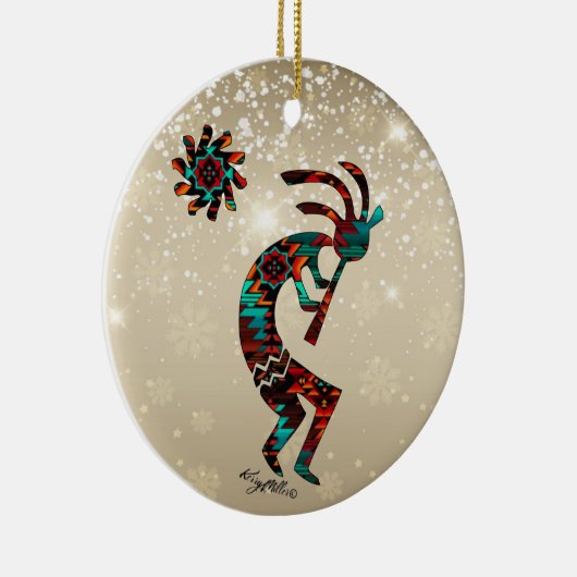 KOKOPELLI SPIELT DIE FLUTE KERAMIK ORNAMENT (Rechts)